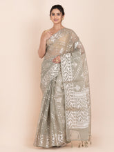 KAVVYA OLIVE GREEN ORGANZA SILK SAREE